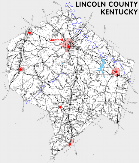 Map of Lincoln County, Kentucky
