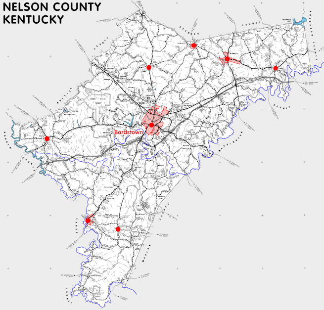 Map of Nelson County, Kentucky