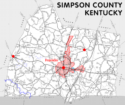 Map of Simpson County, Kentucky