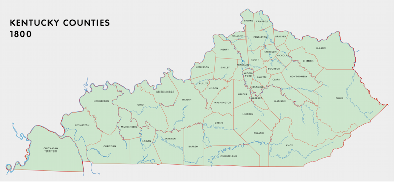Map of Kentucky Counties, 1800
