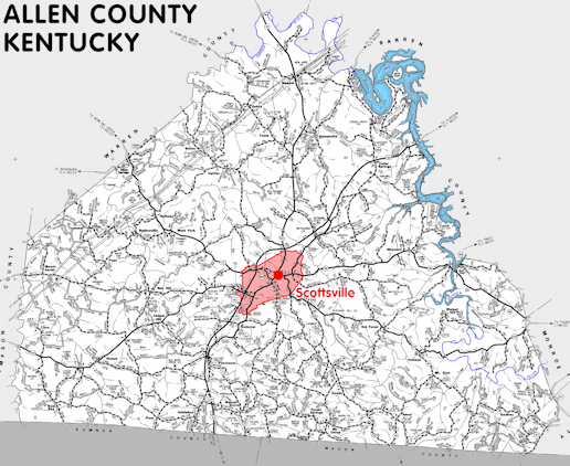 Map of Allen County, Kentucky