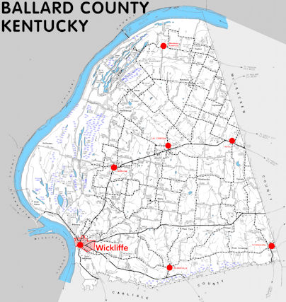 Map of Ballard County, Kentucky