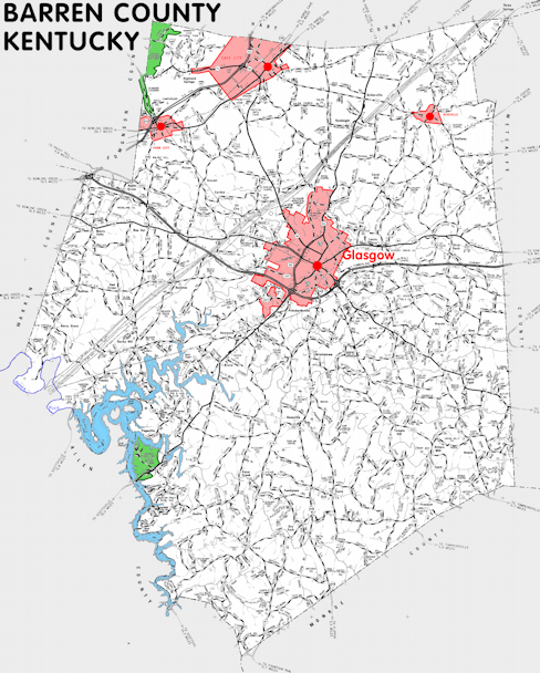 Map of Barren County, Kentucky
