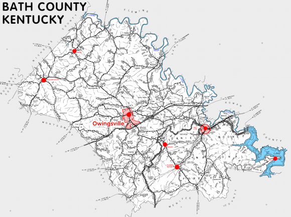 Map of Bath County, Kentucky