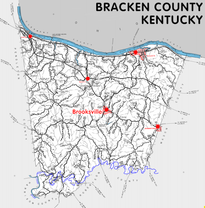 Map of Bracken County, Kentucky