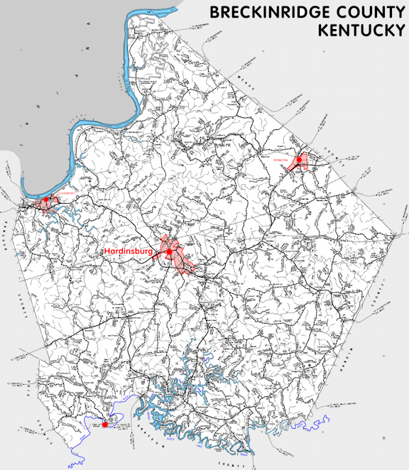 Map of Breckinridge County, Kentucky