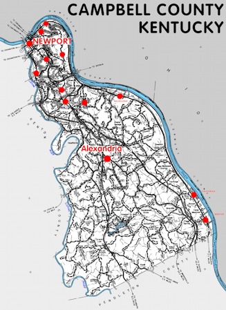 Map of Campbell County, Kentucky