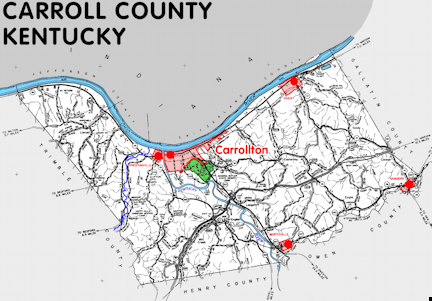 Map of Carroll County, Kentucky