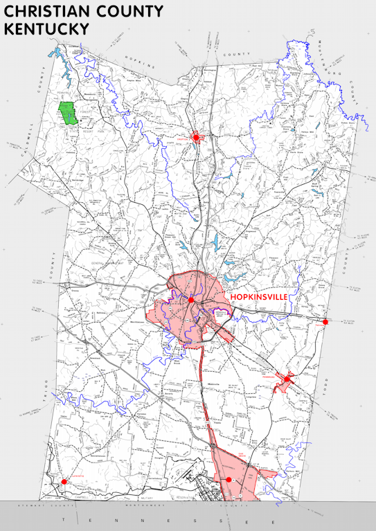 Map of Christian County, Kentucky