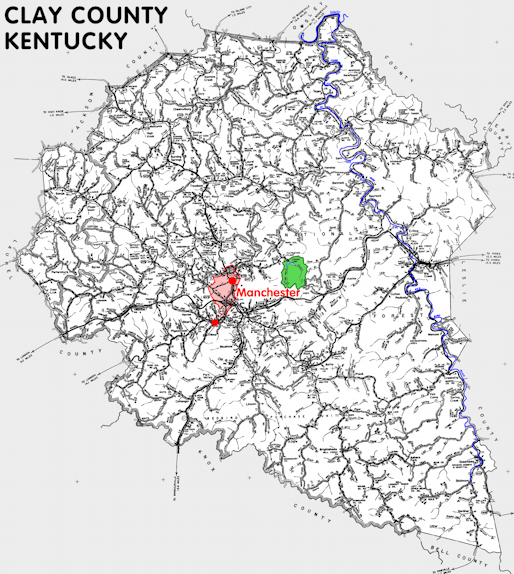 Map of Clay County, Kentucky