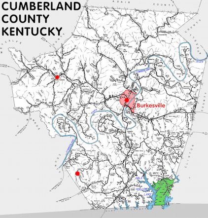 Map of Cumberland County, Kentucky