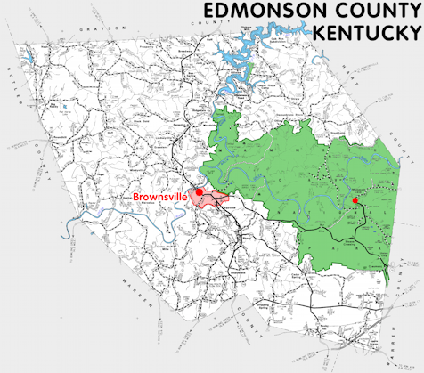 Map of Edmonson County, Kentucky