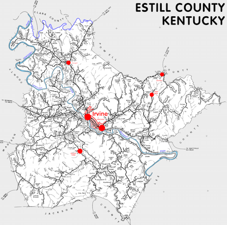 Map of Estill County, Kentucky