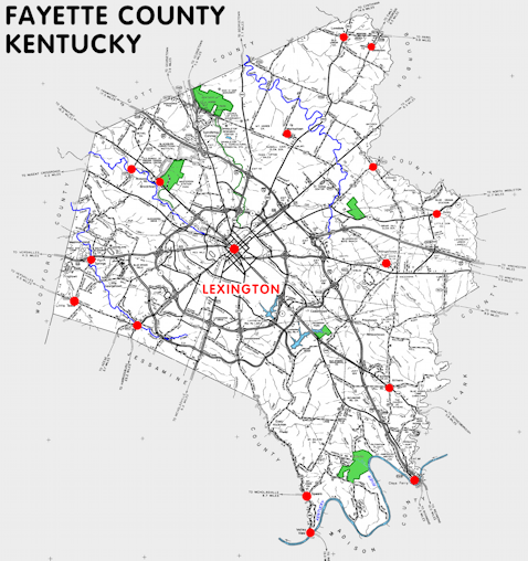 Map of Fayette County, Kentucky