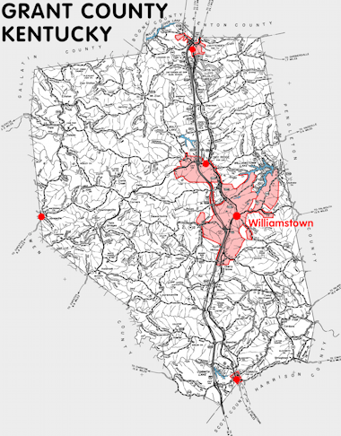 Map of Grant County, Kentucky