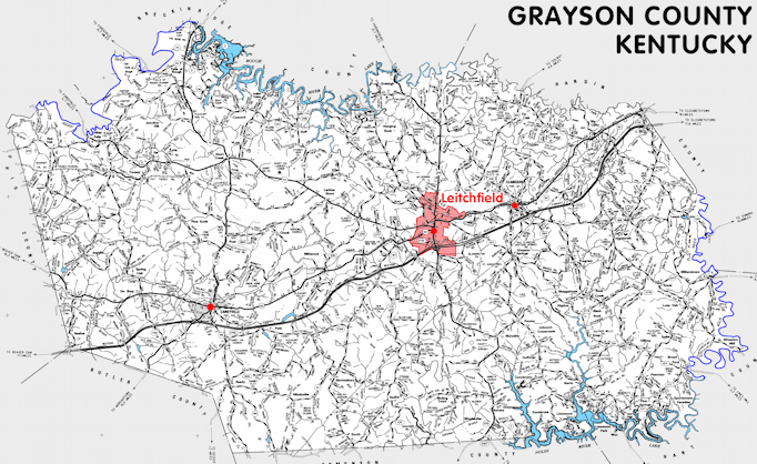 Map of Grayson County, Kentucky