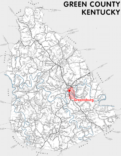 Map of Green County, Kentucky