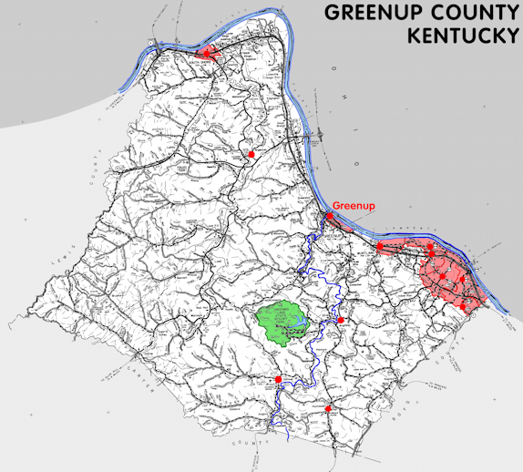 Map of Greenup County, Kentucky