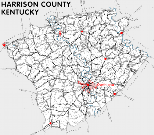 Map of Harrison County, Kentucky