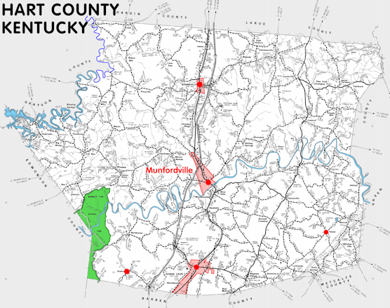 Map of Hart County, Kentucky