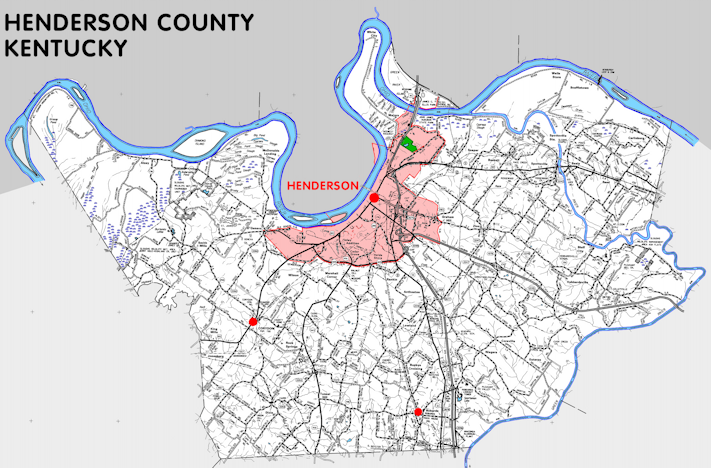 Map of Henderson County, Kentucky
