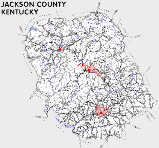 Map of Jackson County, Kentucky