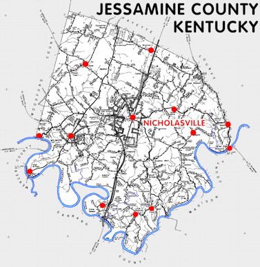 Map of Jessamine County, Kentucky