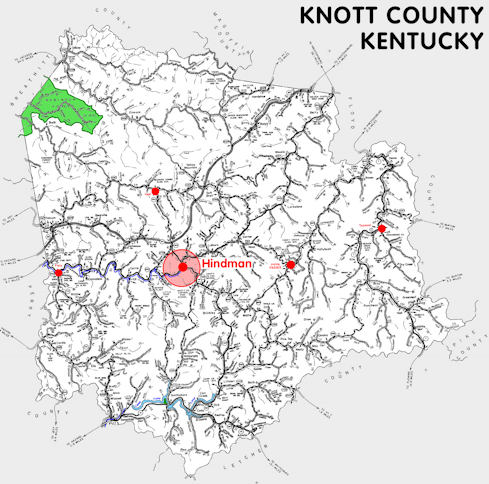 Map of Knott County, Kentucky