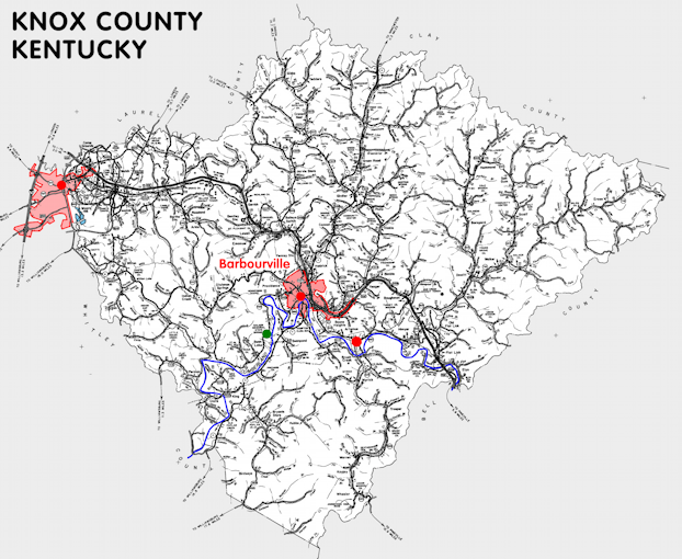 Map of Knox County, Kentucky