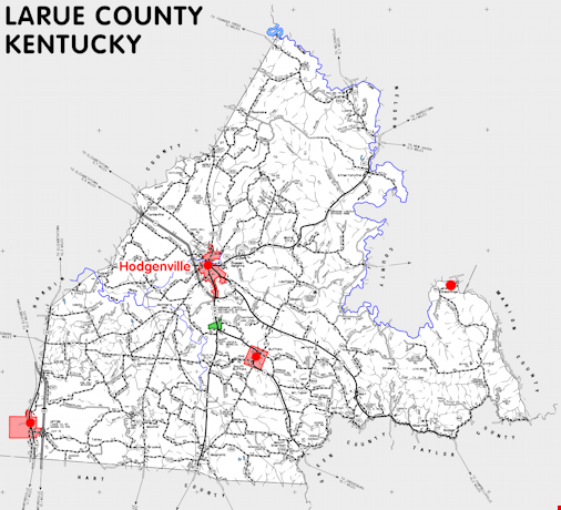 Map of LaRue County, Kentucky