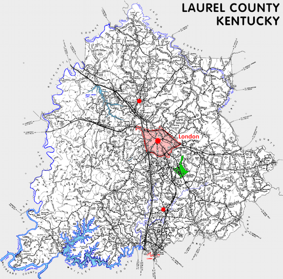 Map of Laurel County, Kentucky