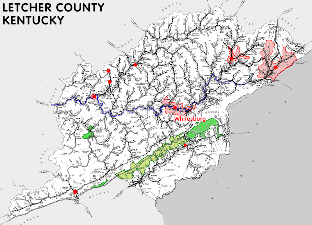 Map of Letcher County, Kentucky