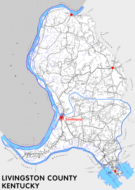 Map of Livingston County, Kentucky