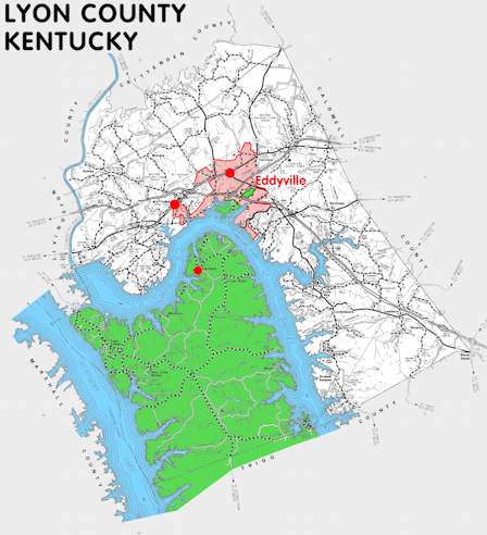 Map of Lyon County, Kentucky