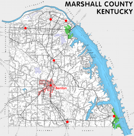 Map of Marshall County, Kentucky