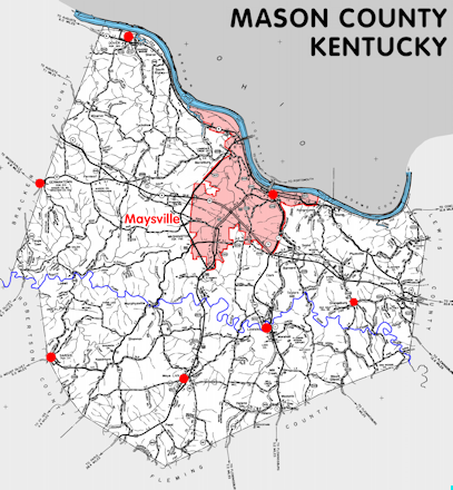 Map of Mason County, Kentucky