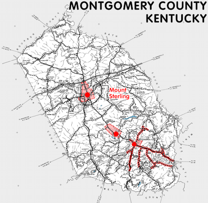 Map of Montgomery County, Kentucky