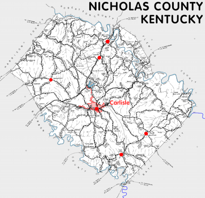 Map of Nicholas County, Kentucky