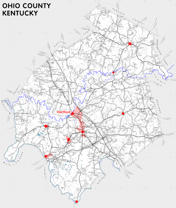 Map of Ohio County, Kentucky