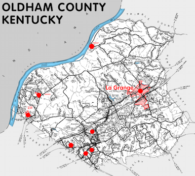 Map of Oldham County, Kentucky