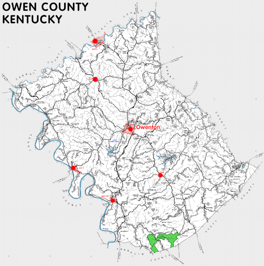 Map of Owen County, Kentucky