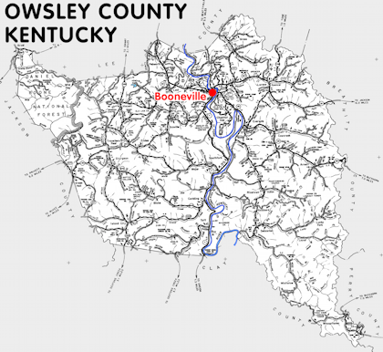 Map of Owsley County, Kentucky