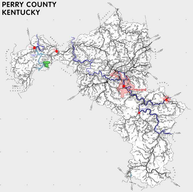 Map of Perry County, Kentucky
