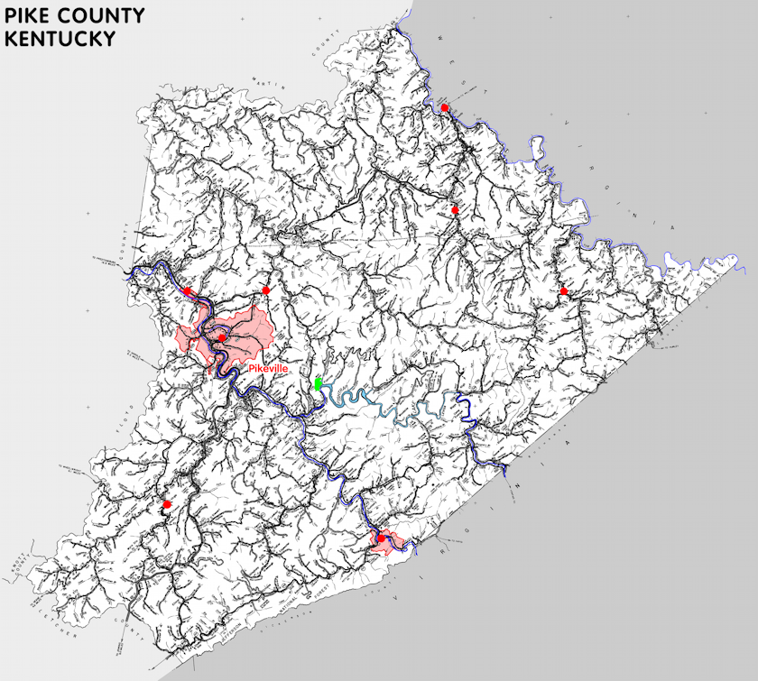 Map of Pike County, Kentucky