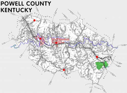 Map of Powell County, Kentucky