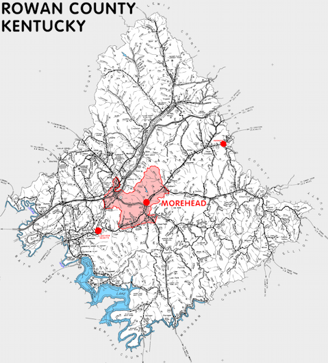 Map of Rowan County, Kentucky