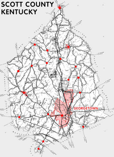 Map of Scott County, Kentucky