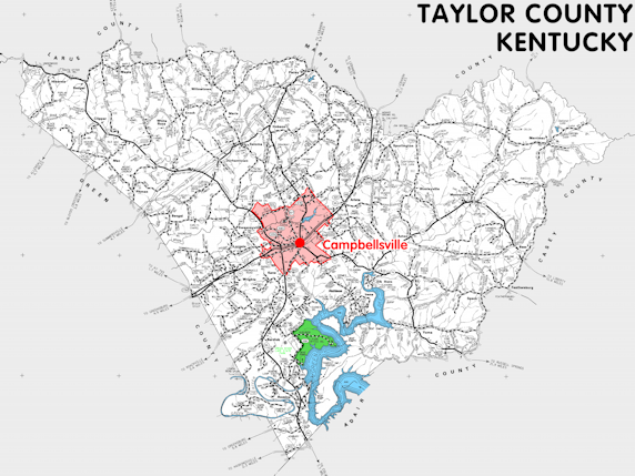 Map of Taylor County, Kentucky