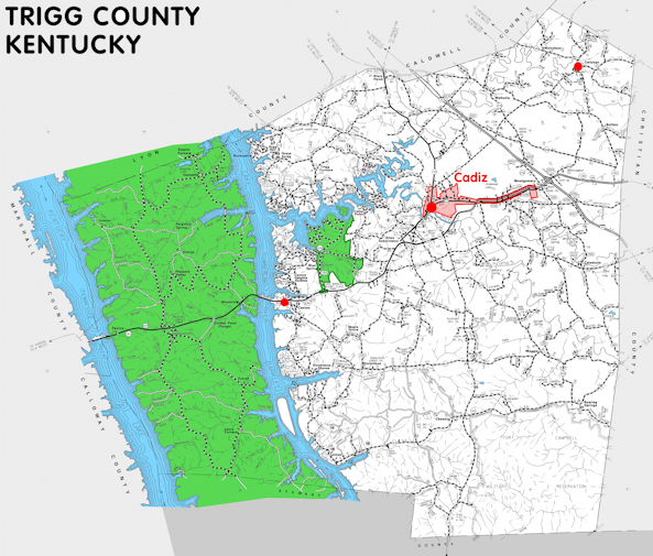 Map of Trigg County, Kentucky