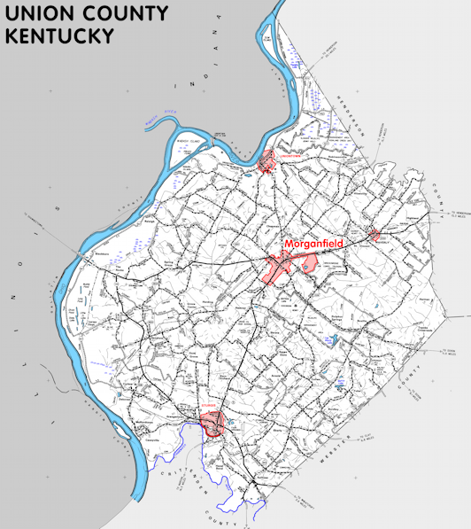 Map of Union County, Kentucky